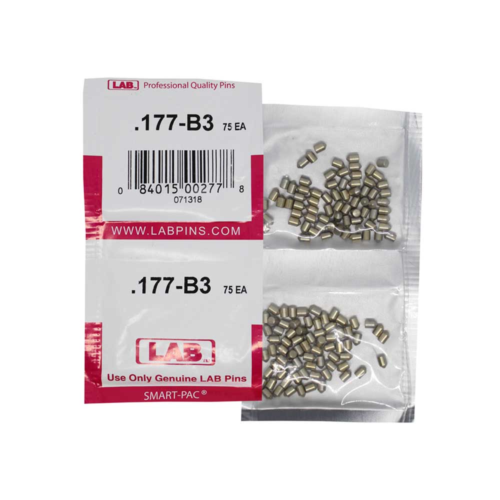 LAB - 177B - .177 Bottom Pin - .115 Diameter - Crown .003 Universal - Color-Coded - Brass Alloy - Smart Pack 150 Pins