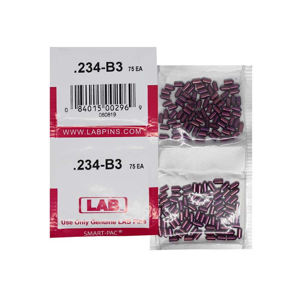 LAB - 234B - .234 Bottom Pin - .115 Diameter - Crown .003 Universal - Color-Coded - Brass Alloy - Smart Pack 150 Pins