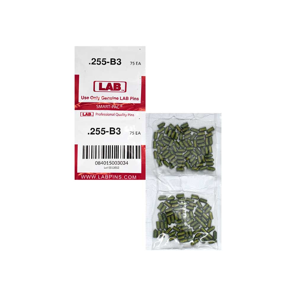 LAB - 255B - .255 Bottom Pin - .115 Diameter - Crown .003 Universal - Color-Coded - Brass Alloy - Smart Pack 150 Pins