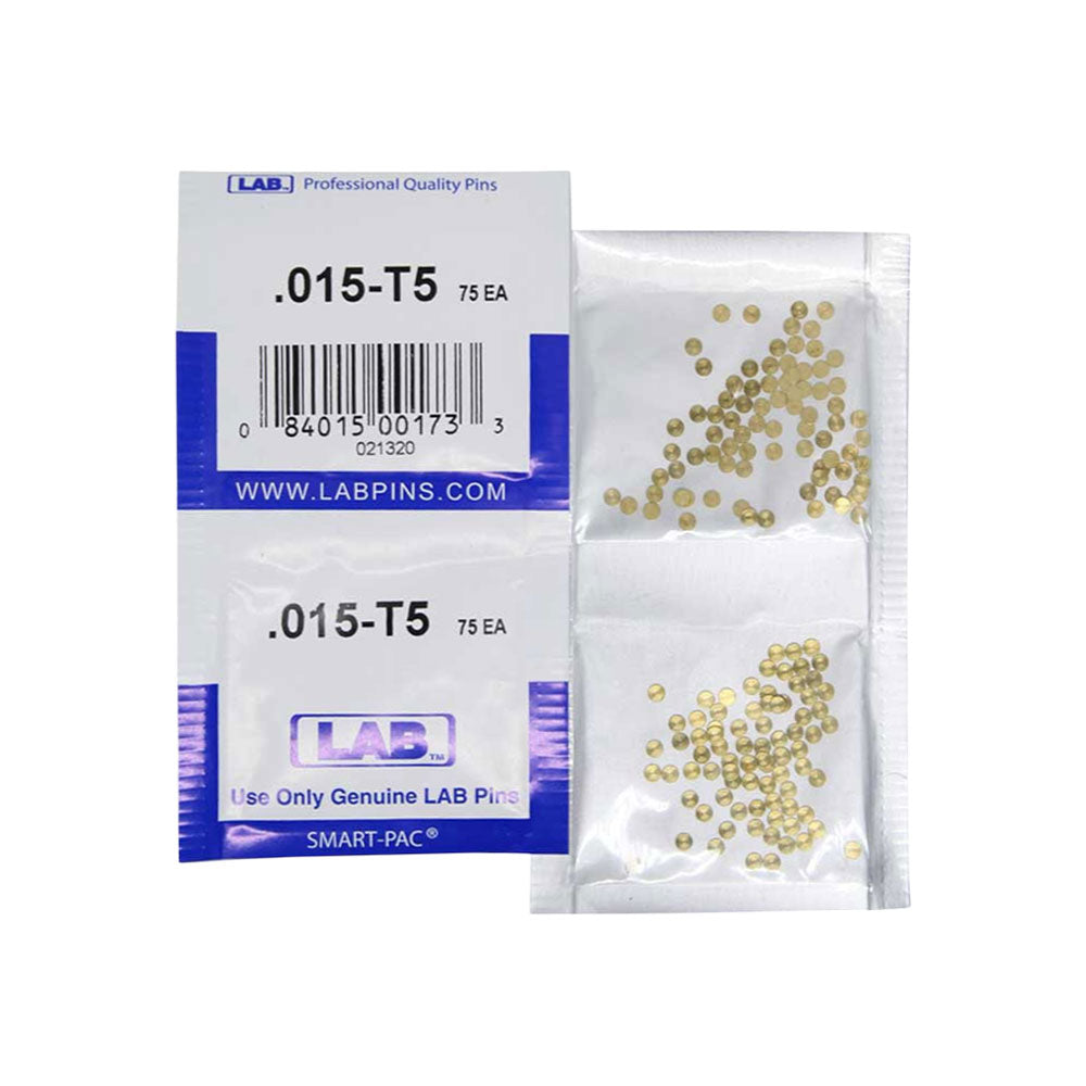 LAB - 5015T-SP - .015 Top Pin - .115 Diameter - Crown .005 Universal - Color-Coded - Brass Alloy - Smart Pack 150 Pins