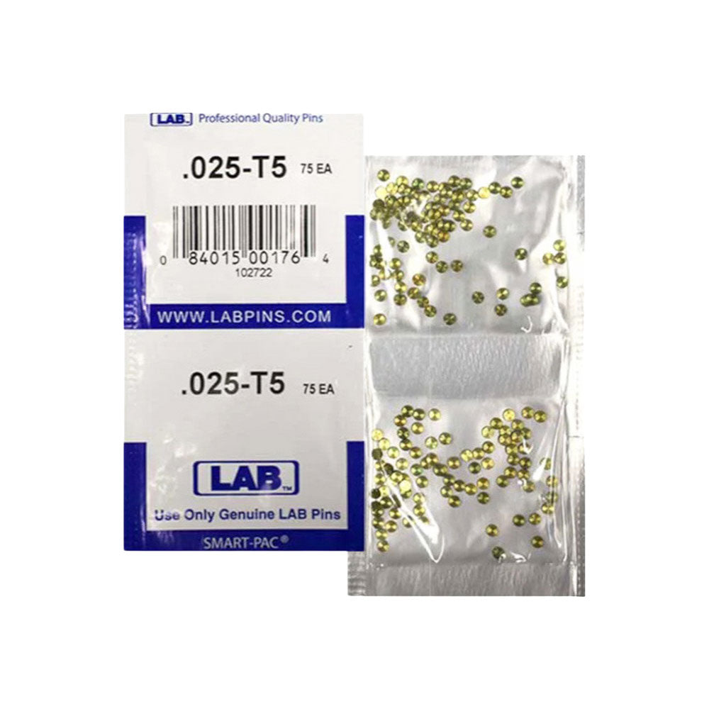 LAB - 5025T-SP - .025 Top Pin - .115 Diameter - Crown .005 Universal - Color-Coded - Brass Alloy - Smart Pack 150 Pins