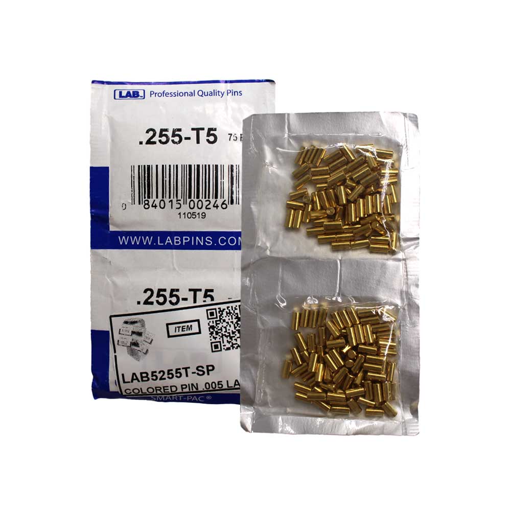 LAB - 5255T-SP - .255 Top Pin - .115 Diameter - Crown .005 Universal - Color-Coded - Brass Alloy - Smart Pack 150 Pins