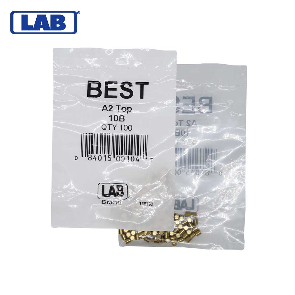 LAB - BEST-10B-P1 - Best A2 Original SFIC 10B Top Pin - Size .125 - Brass - Polybag 100 Pins