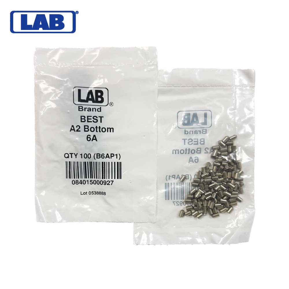 LAB - BEST-B6 - 6B BEST SFIC Bottom Pins - .185 Size - A2 Systems - Nickel Silver - Polybag 100 Pins