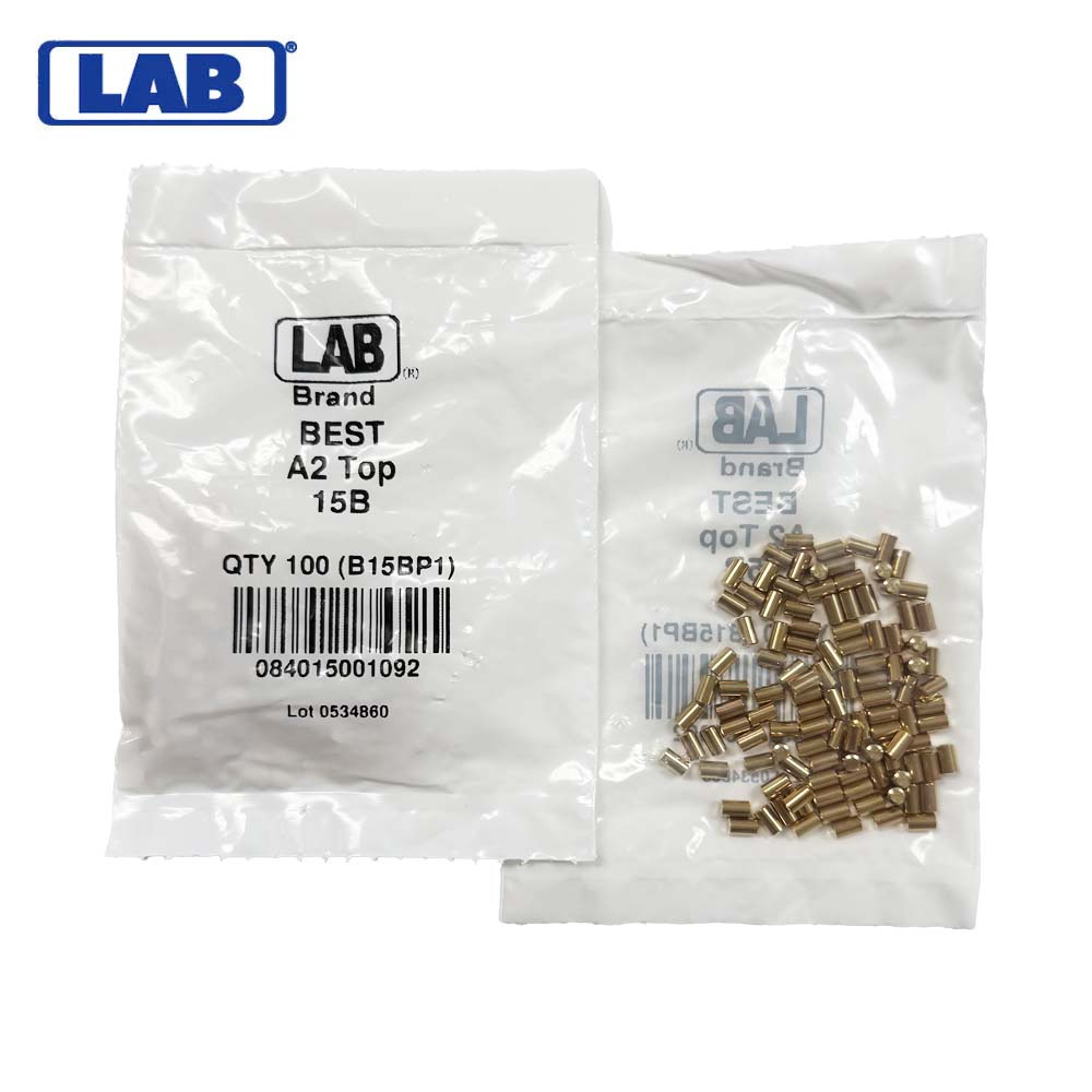 LAB - BEST-T15 - 15T BEST SFIC Top Pins - .187 Size - A2 Systems - Brass - Polybag 100 Pins