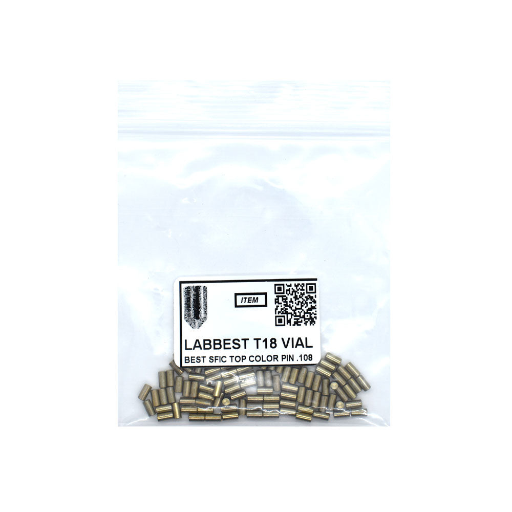 LAB - BEST-T18-VIAL - 18T Universal SFIC Top Pins - .225 Size - A2 Systems - Brass - Vial 100 Pins