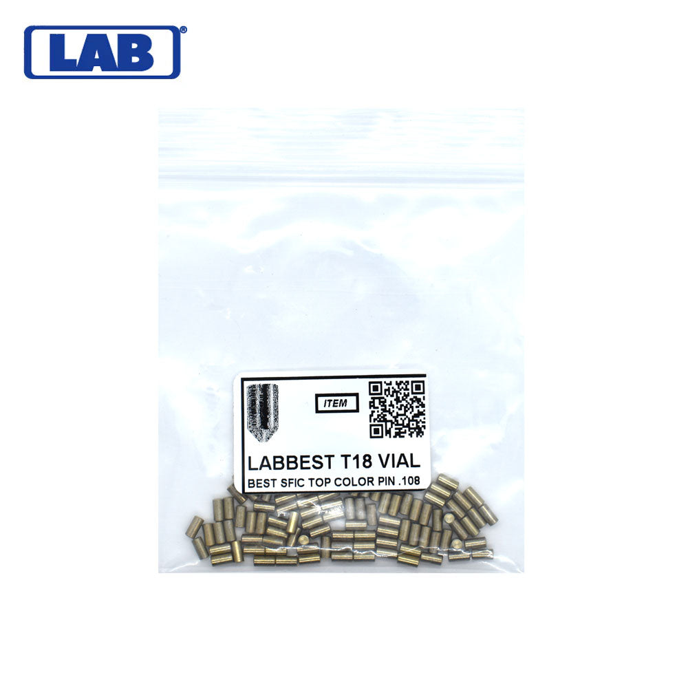 LAB - BEST-T18-VIAL - 18T Universal SFIC Top Pins - .225 Size - A2 Systems - Brass - Vial 100 Pins