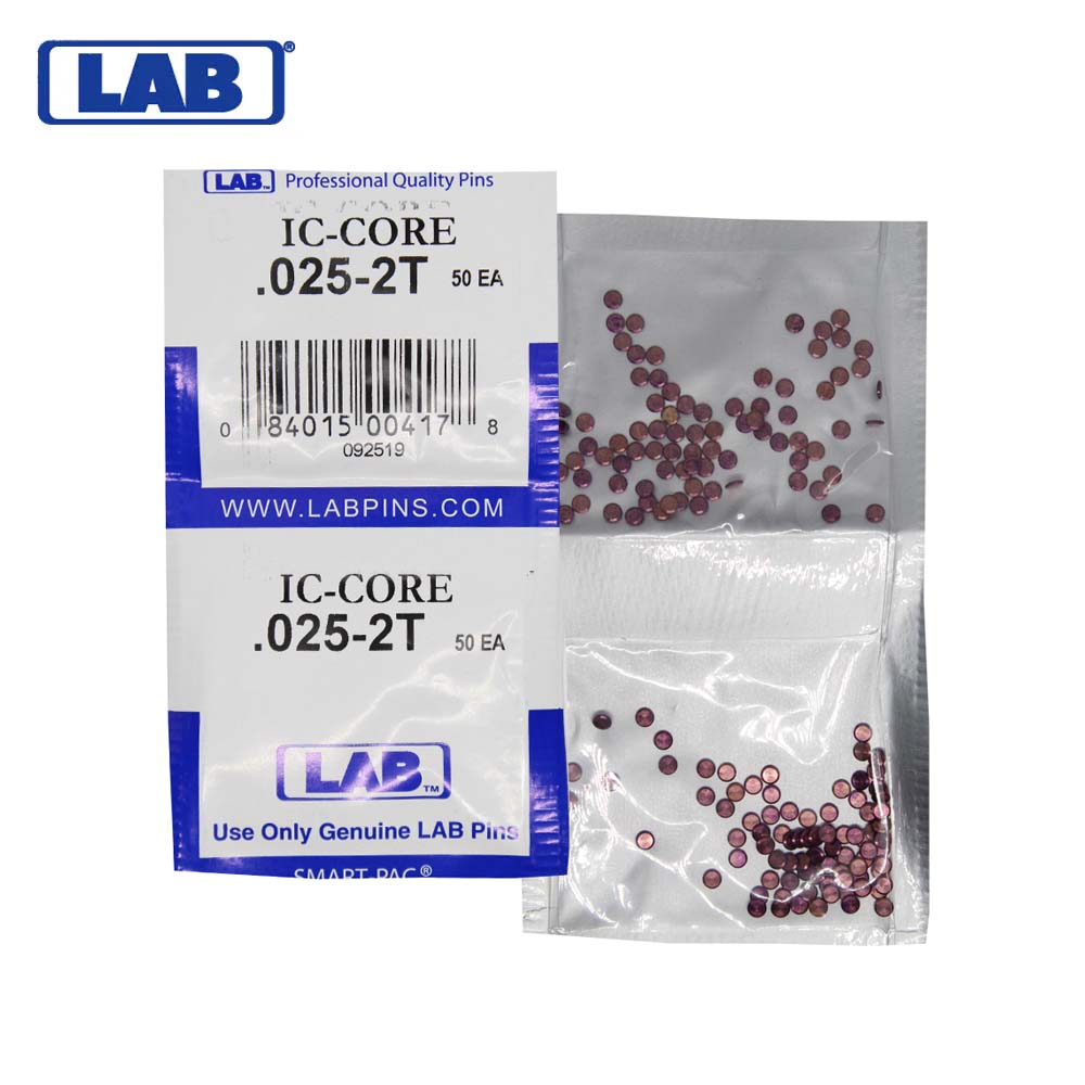 LAB - BEST-T2 - 2T BEST SFIC Top Pins - .025 Size - A2 Systems - Brass - Polybag 100 Pins