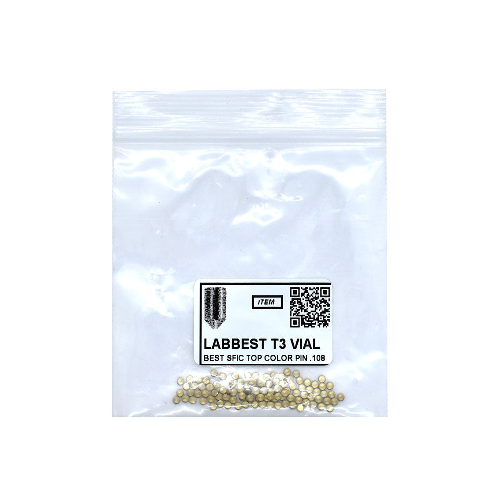 LAB - BEST-T3-VIAL - 3T Universal SFIC Top Pins - .037 Size - A2 Systems - Brass - Vial 100 Pins