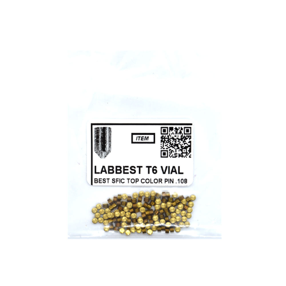 LAB - BEST-T6-VIAL - 6T Universal SFIC Top Pins - .075 Size - A2 Systems - Brass - Vial 100 Pins