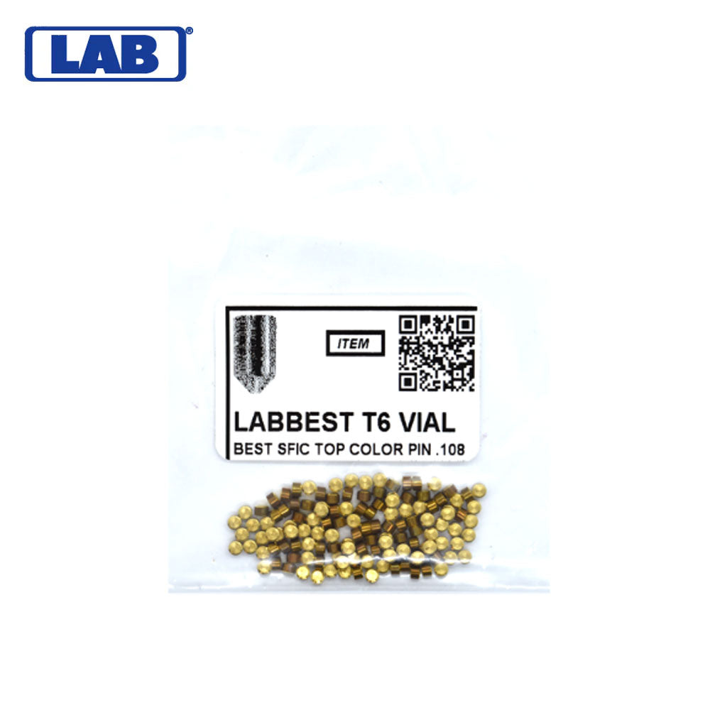LAB - BEST-T6-VIAL - 6T Universal SFIC Top Pins - .075 Size - A2 Systems - Brass - Vial 100 Pins