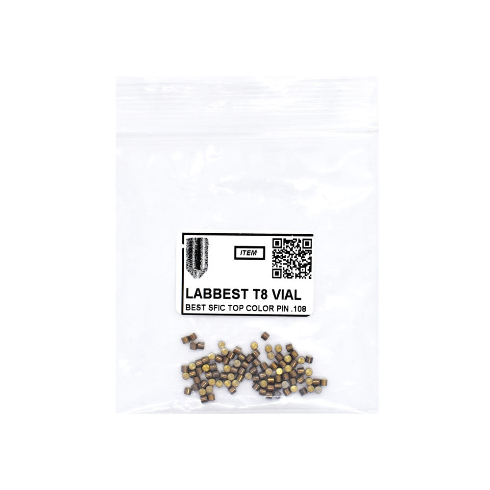 LAB - BEST-T8-VIAL - 8T Universal SFIC Top Pins - .100 Size - A2 Systems - Brass - Vial 100 Pins