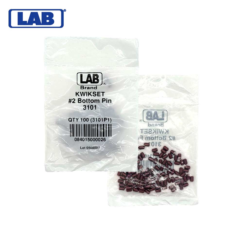 LAB - KWI3101 - Kwikset 2 Bottom Pins - Size .195 - Polybag 100 Pins