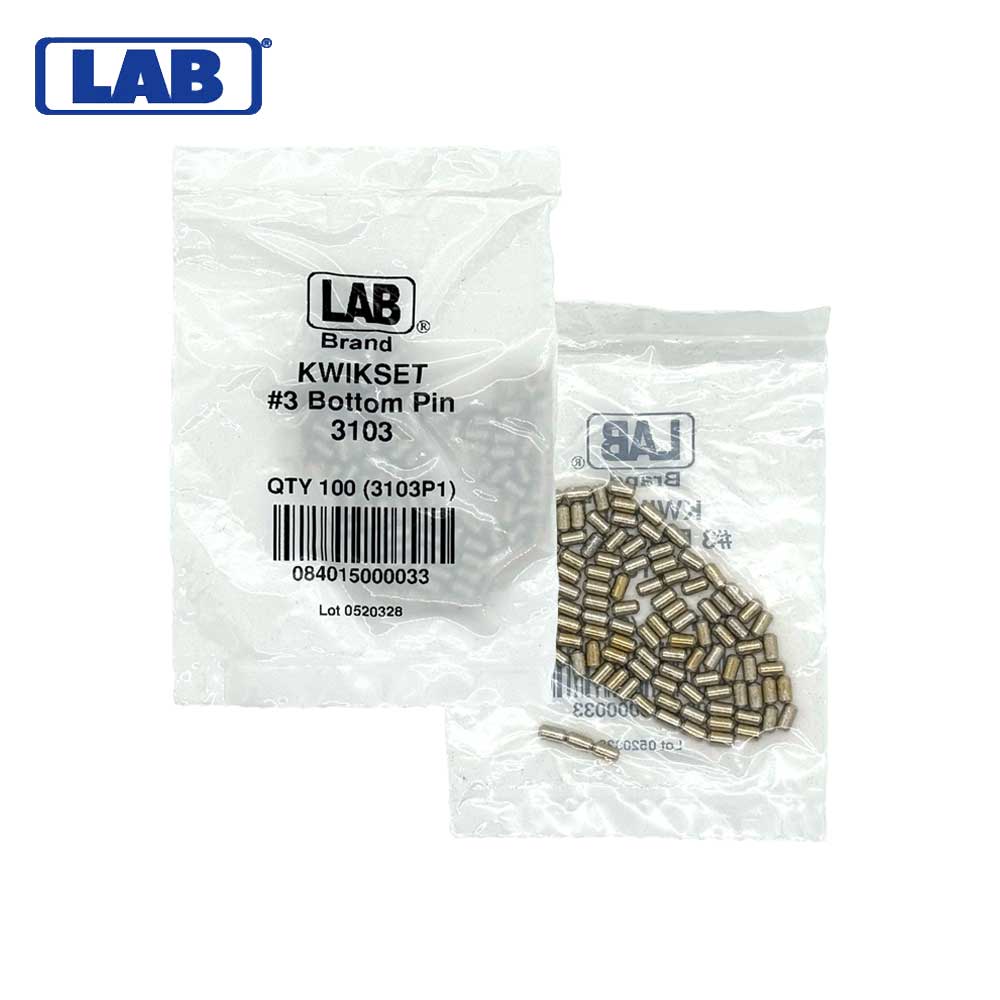 LAB - KWI3103 - Kwikset 3 Bottom Pins - Size .218 - Polybag 100 Pins