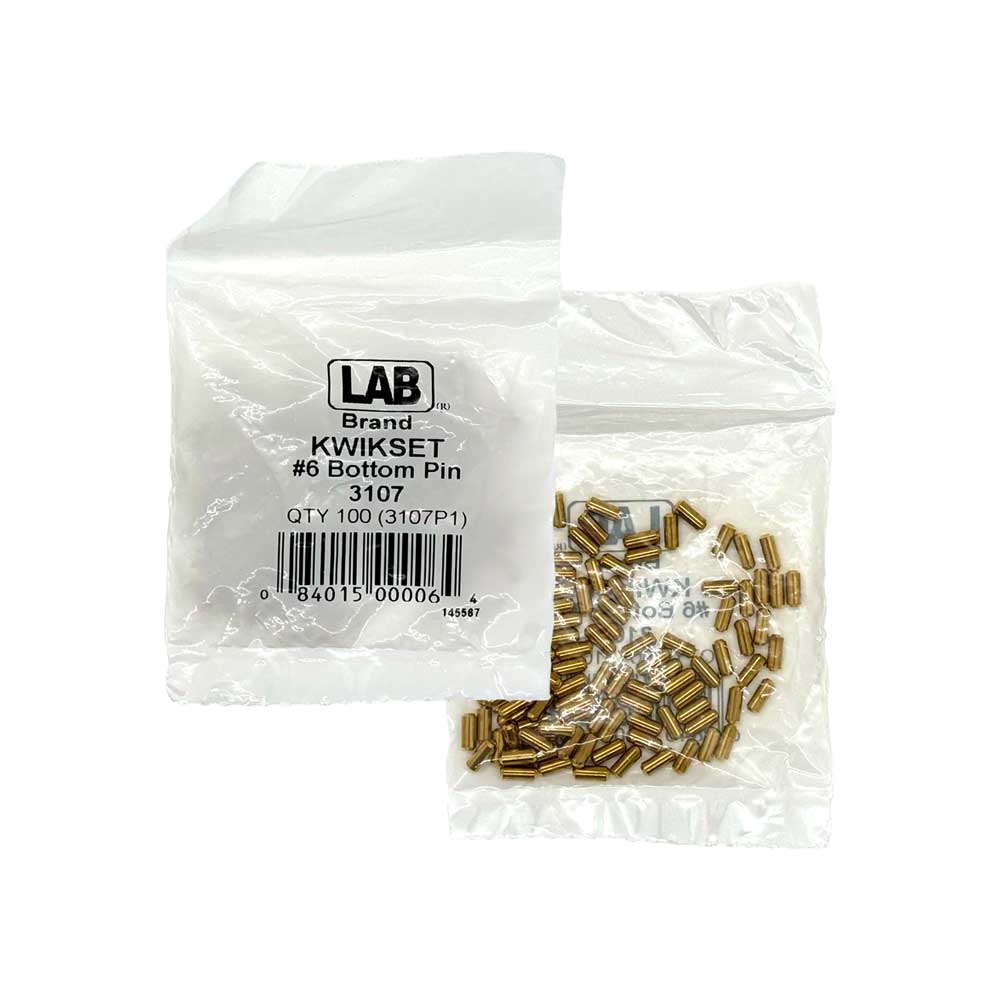 LAB - KWI3107 - Kwikset 6 Bottom Pins - Size .287 - Polybag 100 Pins