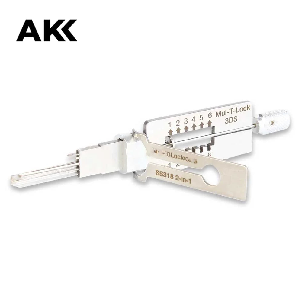 Genuine AKK Lishi Civil Lock 2-in-1 Tool Multi Task Lock 3DS SS318