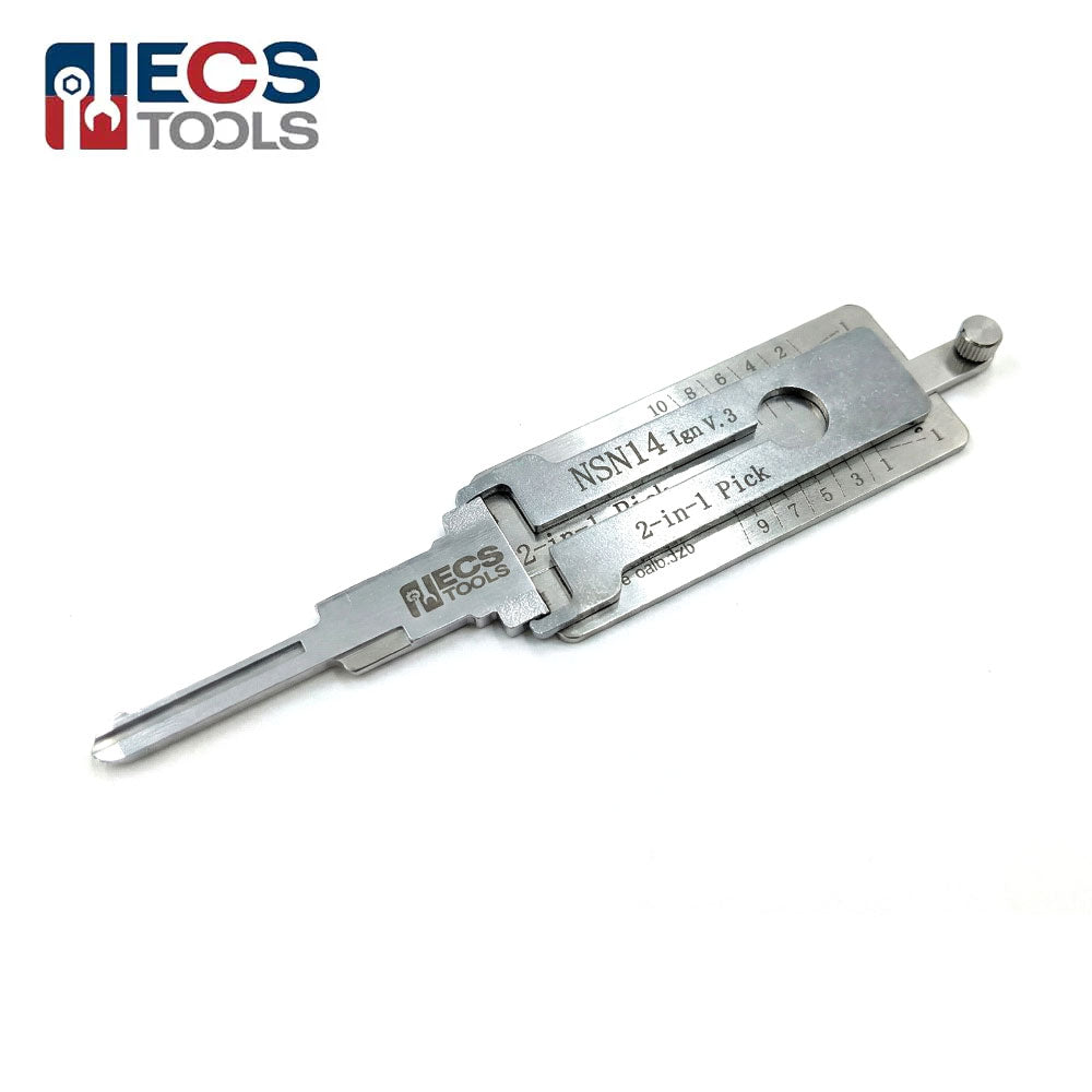 ECS TOOLS Lishi NSN14 Ign 2-in-1 Decoder and Pick for Nissan