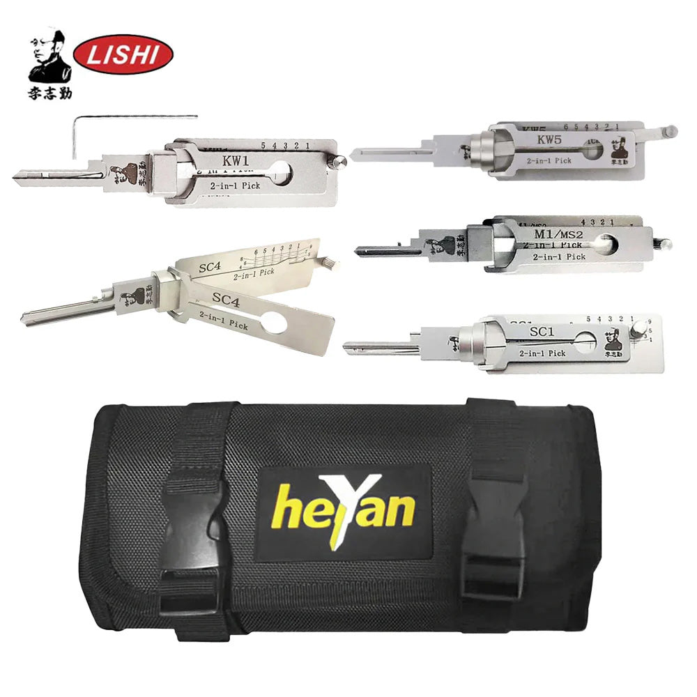 Original Lishi Residential Pick and Decoder Set KW1 KW5 SC1 SC4 M1 / MS2 with Roll Case