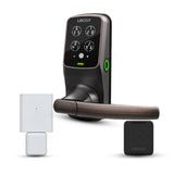 Lockly Fingerprint Biometric Electronic Lever Set and Auto Lock Wi-Fi Hub with Touchscreen Cover