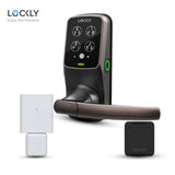 Lockly Fingerprint Biometric Electronic Lever Set and Auto Lock Wi-Fi Hub with Touchscreen Cover