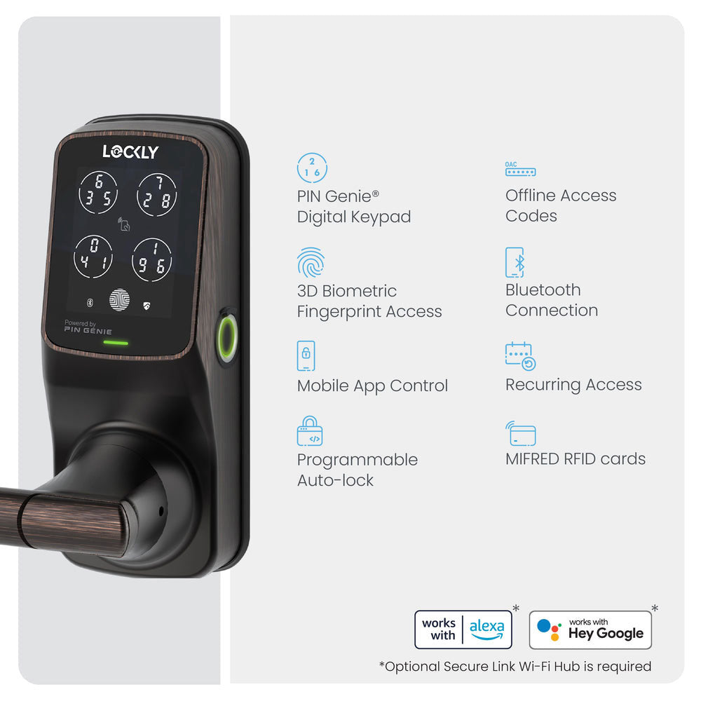 Lockly - PGD628FC - Secure Plus Latch with RFID Card Smart Lock
