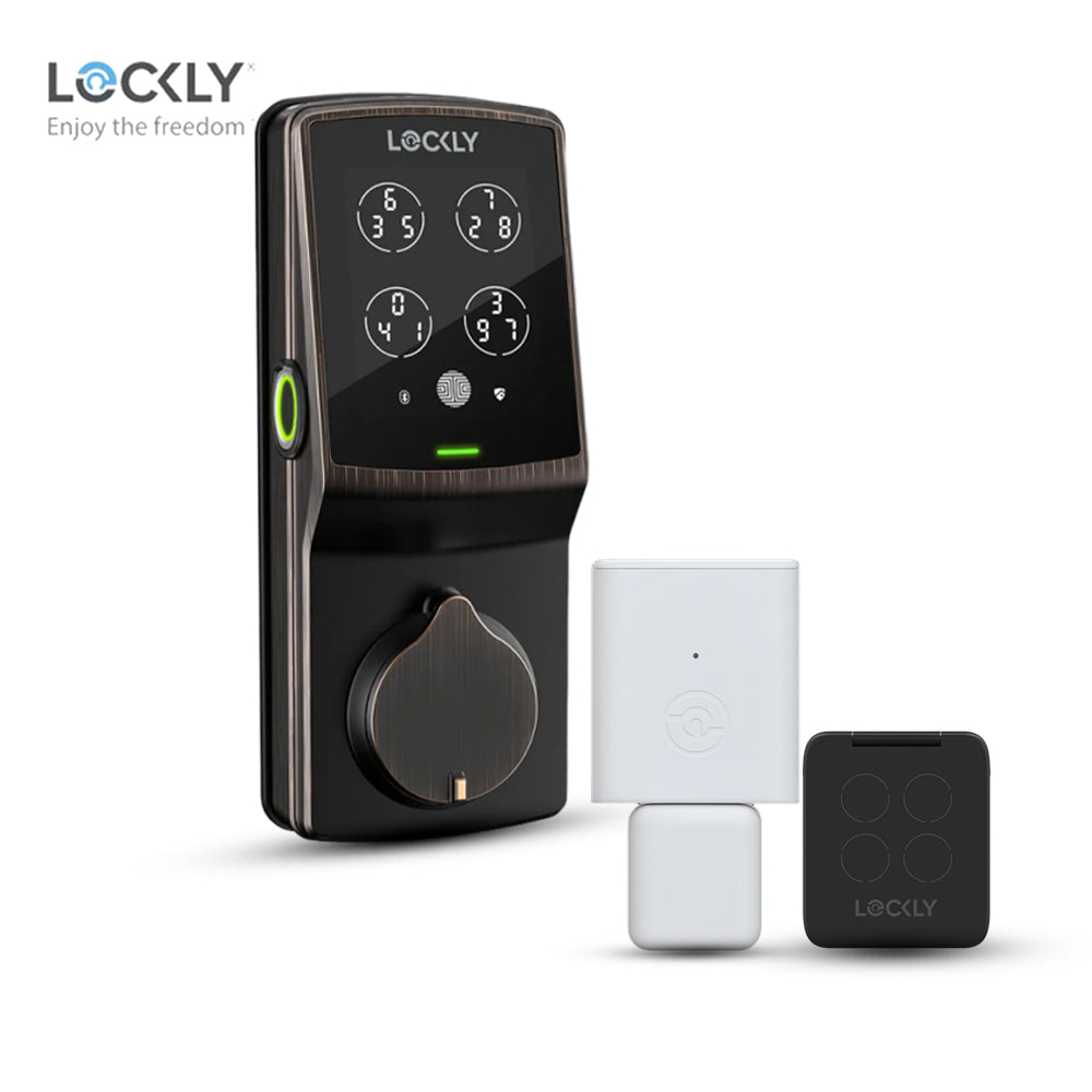 Lockly Fingerprint Biometric Electronic Smart Lock and Auto Lock Wi-Fi Hub with Touchscreen Cover