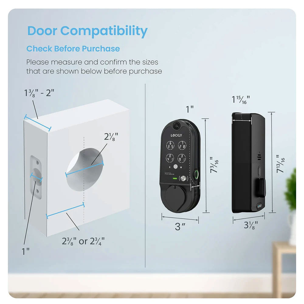 Lockly - PGD798 - Vision Doorbell Video Camera Smart Lock - Fingerprint Biometric Keypad - Remote App Control - Vision Deadbolt Edition