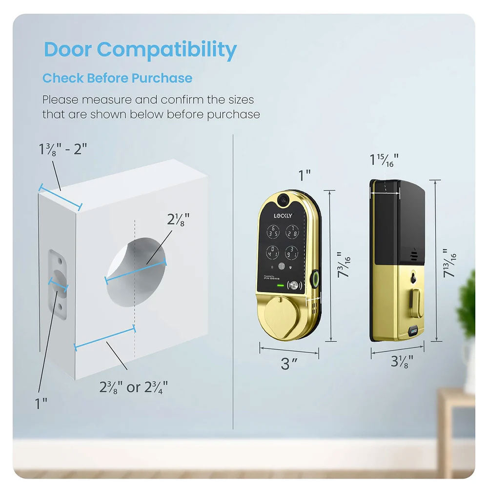 Lockly - PGD798 - Vision Doorbell Video Camera Smart Lock - Fingerprint Biometric Keypad - Remote App Control - Vision Deadbolt Edition