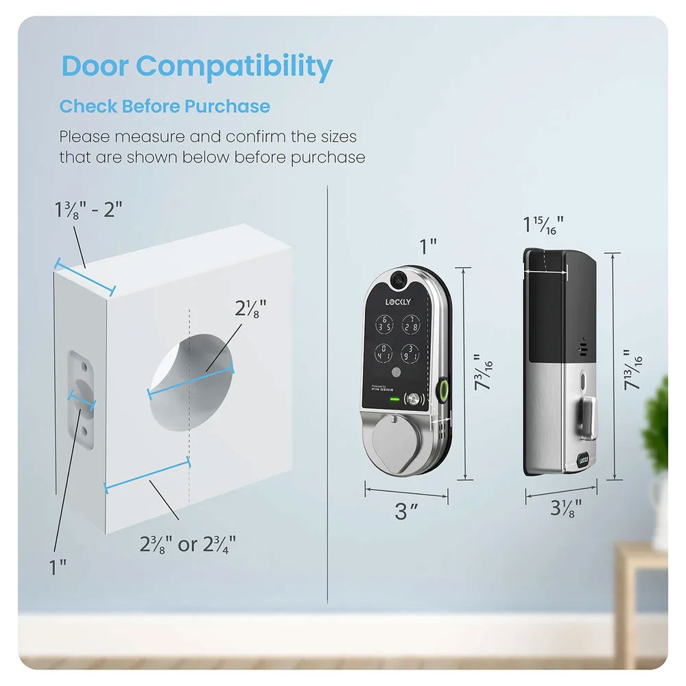 Lockly - PGD798 - Vision Doorbell Video Camera Smart Lock - Fingerprint Biometric Keypad - Remote App Control - Vision Deadbolt Edition