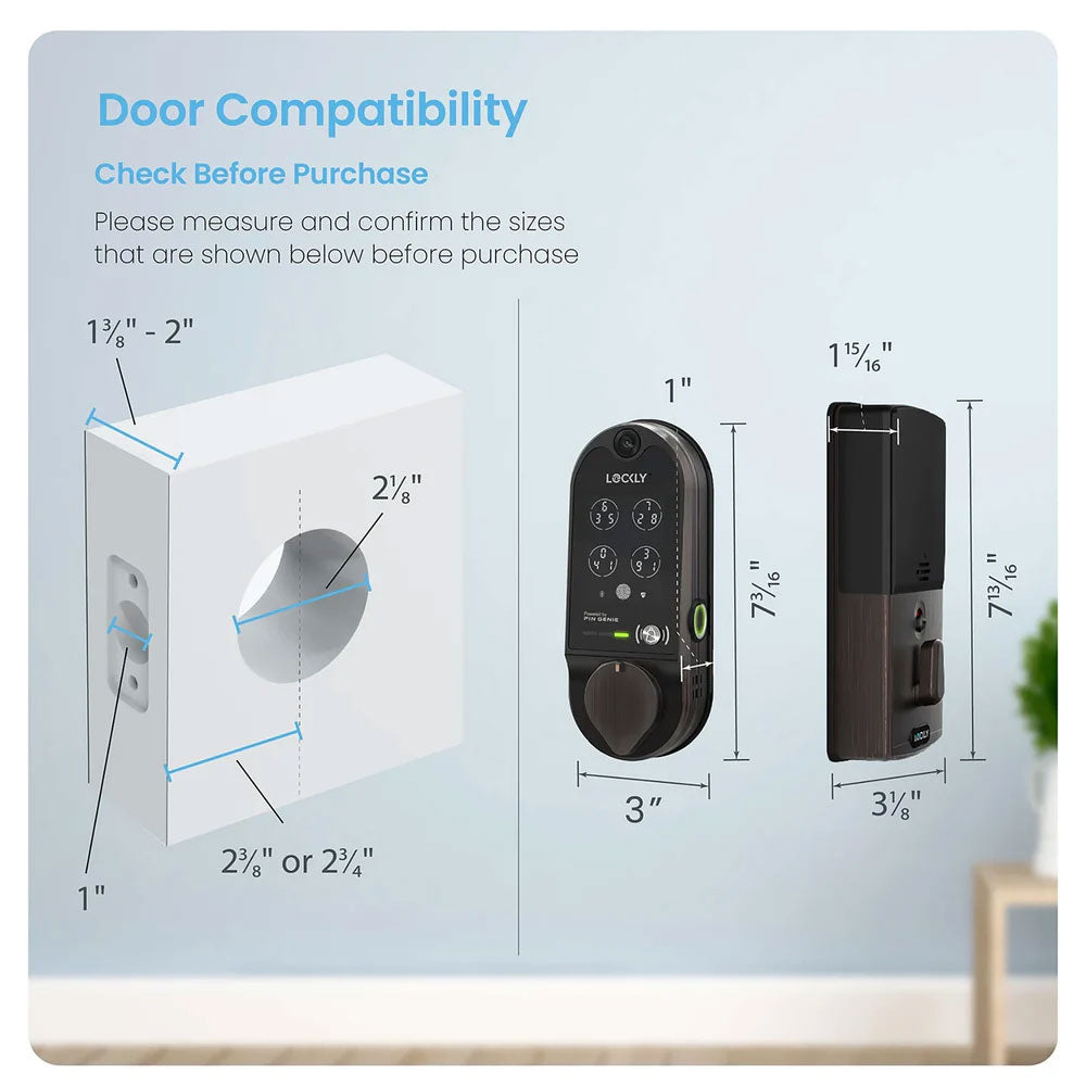 Lockly - PGD798 - Vision Doorbell Video Camera Smart Lock - Fingerprint Biometric Keypad - Remote App Control - Vision Deadbolt Edition