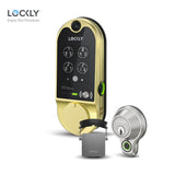Lockly Vision Video Smart Lock (Brushed Gold) with Access Touch Pro Fingerprint Deadbolt and Touchscreen Cover (Satin Nickel)