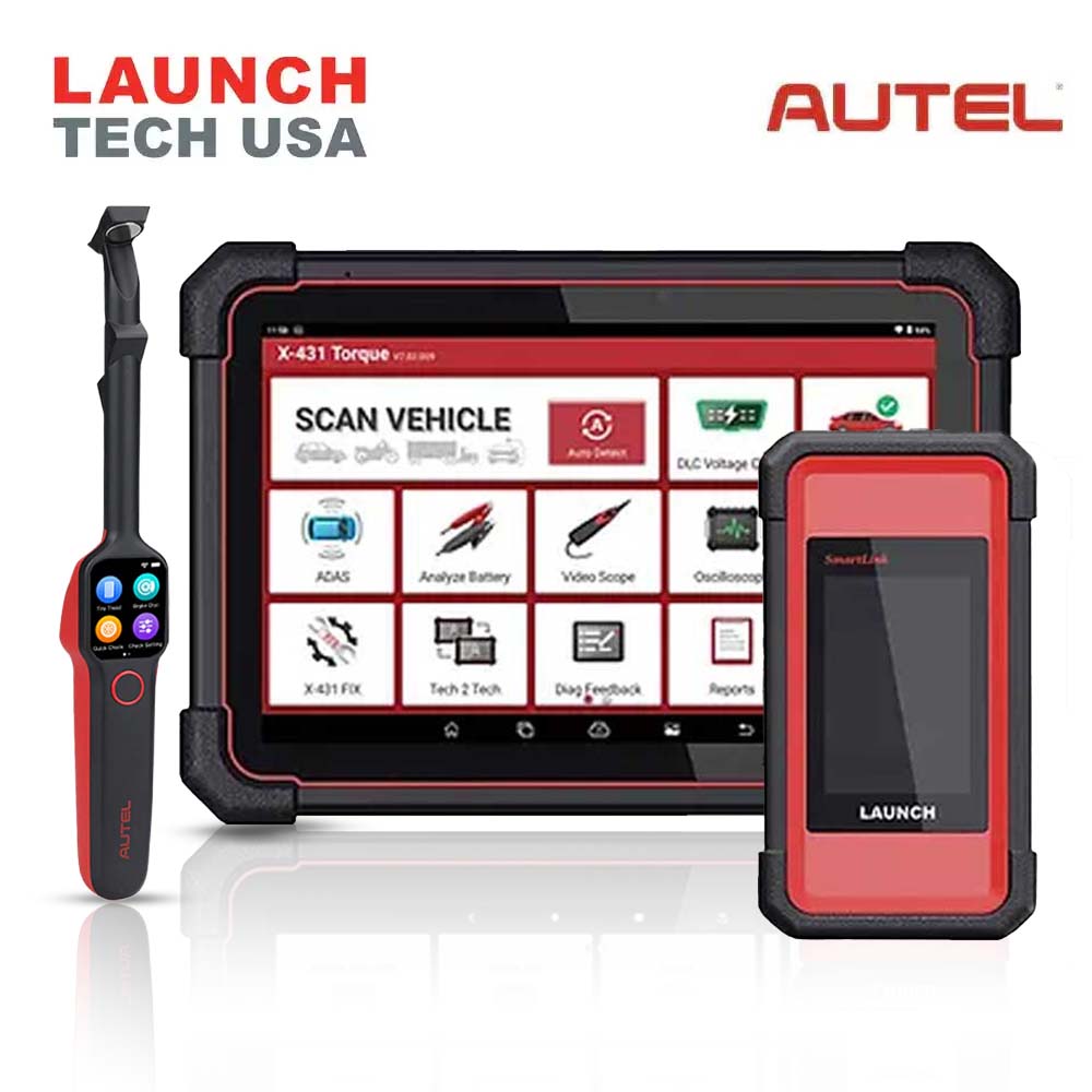 Launch - X-431 Torque AutoHD PRO Heavy-Duty Vehicle Diagnostic Tool with Autel MaxiTPMS TBE200 Laser Tread Depth and Brake Disc Examiner