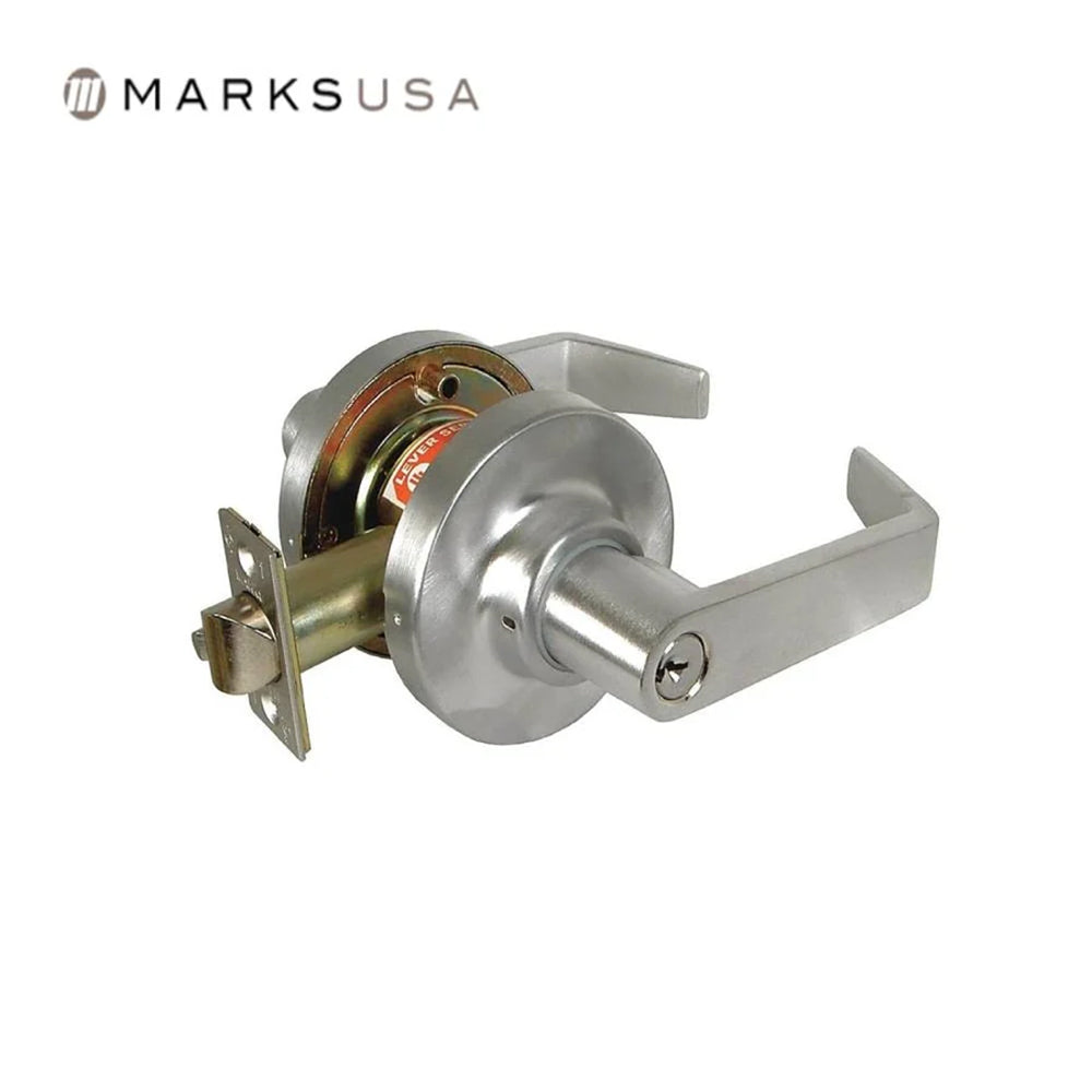 Marks USA - 195BS - Service Station Lock Function Cylindrical Lock - Key in Lever Cylinder - American Lever 6-Pin - 3-7/16 Inch Rose Diameter - 2-3/4 Inch Backset - Non-Handed - F92 ANSI - Grade 1