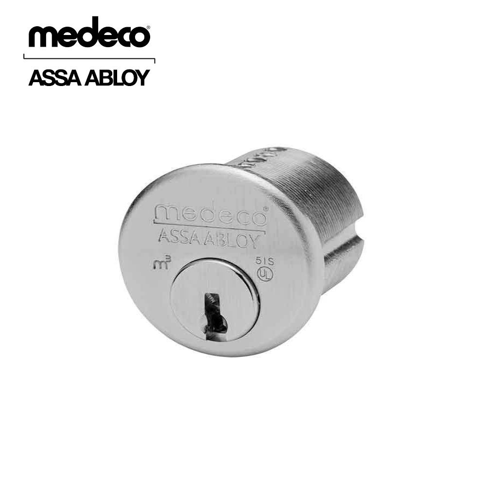 Medeco - 100100T-26-DLT-Z01 - Mortise Cylinder M3 with 5-Pin DL Keyway and 1 - CT-Z01 Standard Yale Cam - 26 (Satin Chrome)