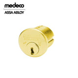 Medeco - 100200T-05-DLT-Z02 - Mortise Cylinder M3 with 6-Pin DL Keyway and 1-1/8 - CT-Z02 Adams Rite Cam - 05 (Bright Brass)