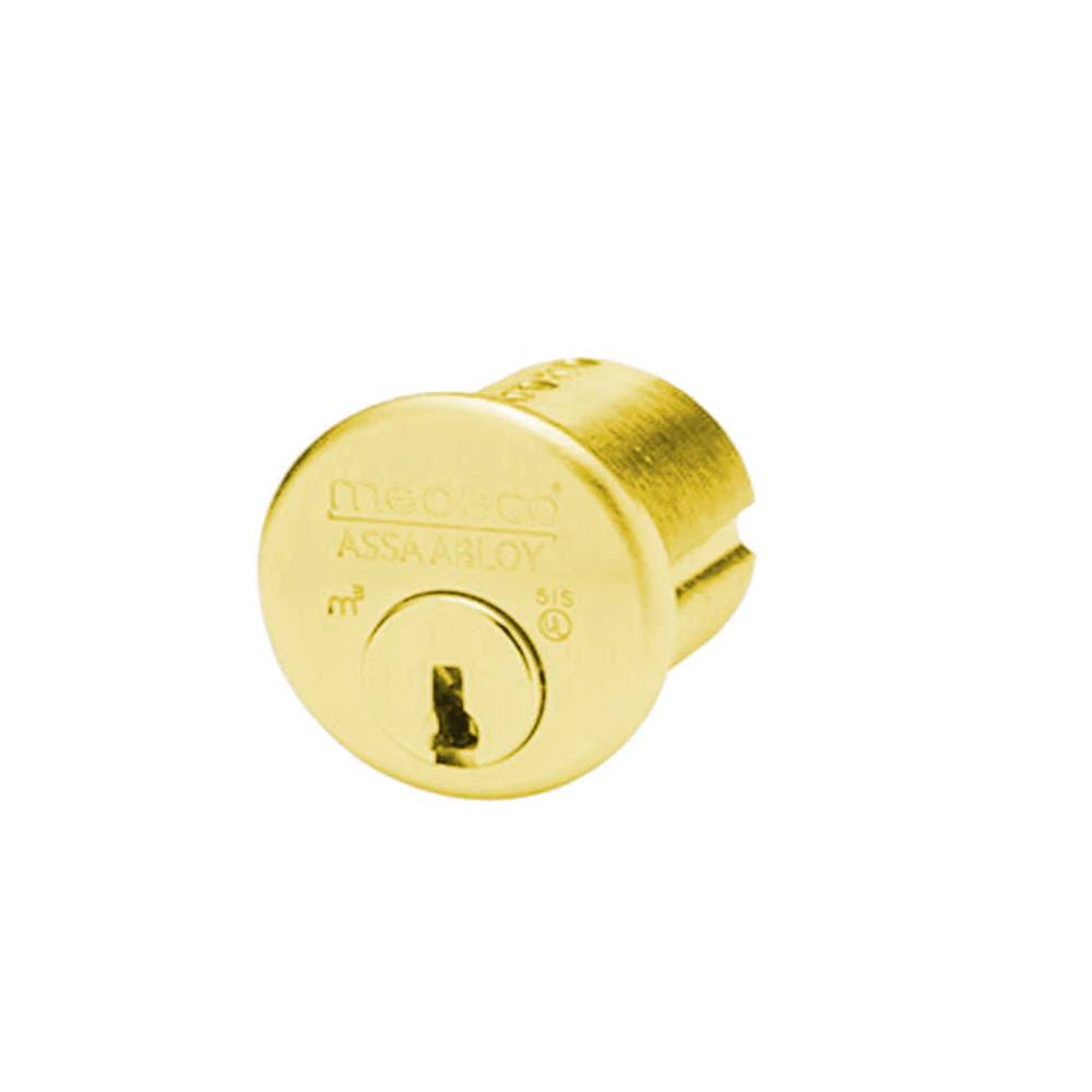 Medeco - 100200T-05-DLT-Z01 - Mortise Cylinder M3 with 6-Pin DL Keyway and 1-1/8 - CT-Z01 Standard Yale Cam - 05 (Bright Brass)