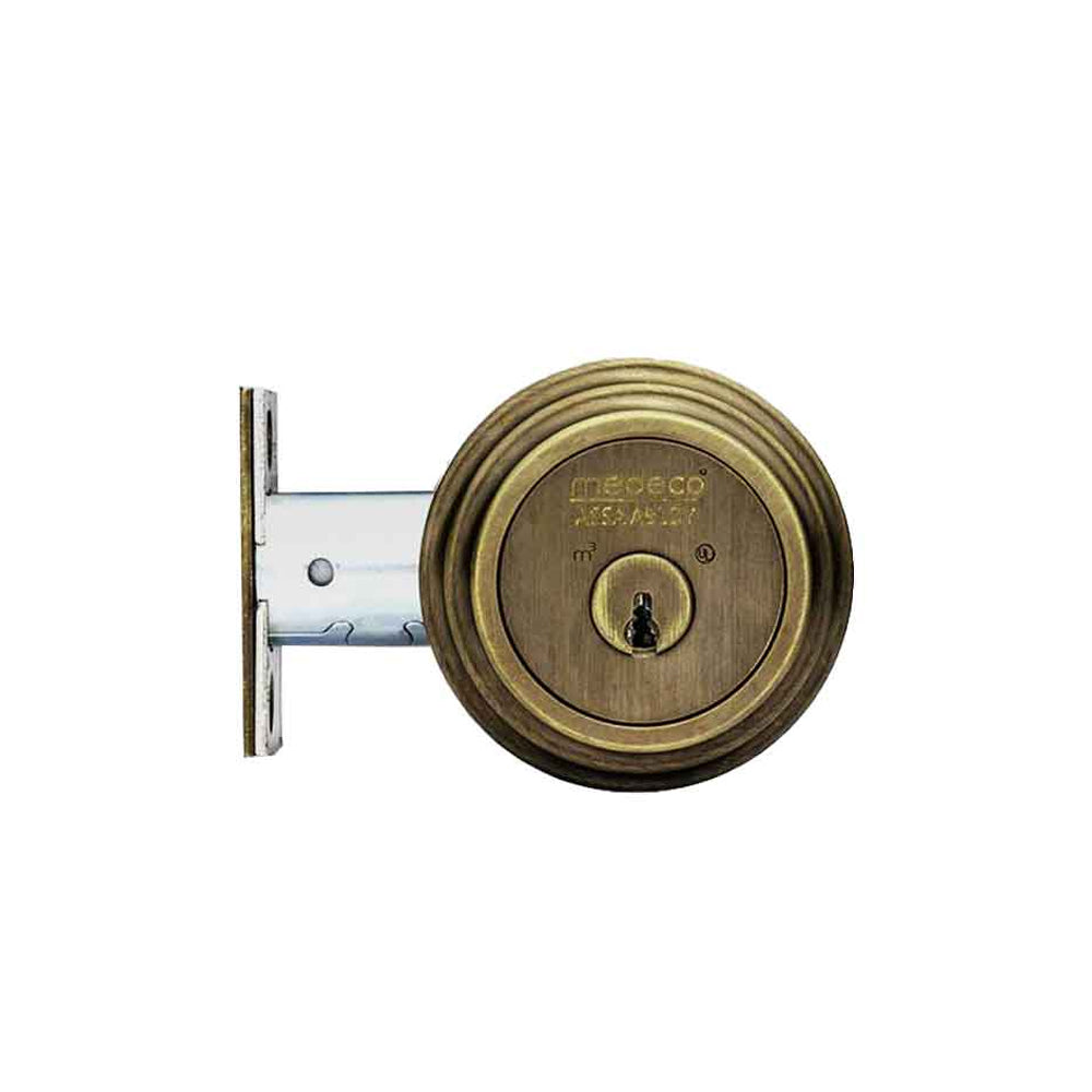 Medeco - 11R603J-09-DLT - Maxum Residential Deadbolt with 6 Pin DL Keyway Single Cylinder and 2-3/8 Backset - M3 BiLevel - 09 (Antique Brass)