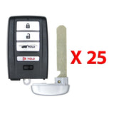 2014 - 2020 Acura MDX RDX Smart Key Shell 4B W/ Hatch Fits for FCC# KR5V1X (25 Pack) - Aftermarket