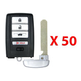 2014 - 2020 Acura ILX RLX TLX Smart Key Shell 4B W/ Trunk Fits for FCC# KR5V1X (50 Pack) - Aftermarket