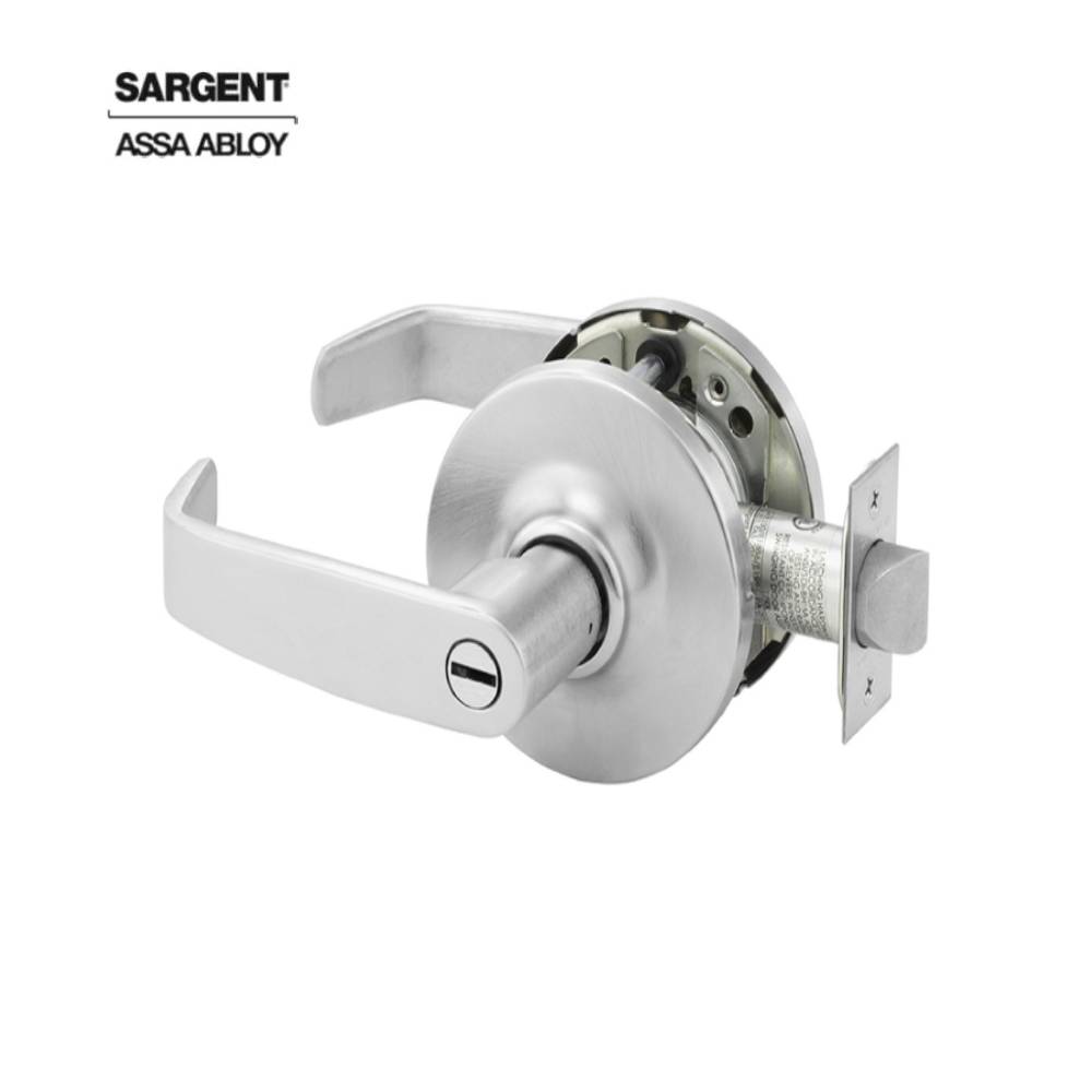 Sargent - 28-10U65 - Privacy Bathroom Cylindrical Lock with 2-3/4 Inch Backset and 4-7/8 Inch ANSI Strike - L Lever - Grade 1 - Optional Color