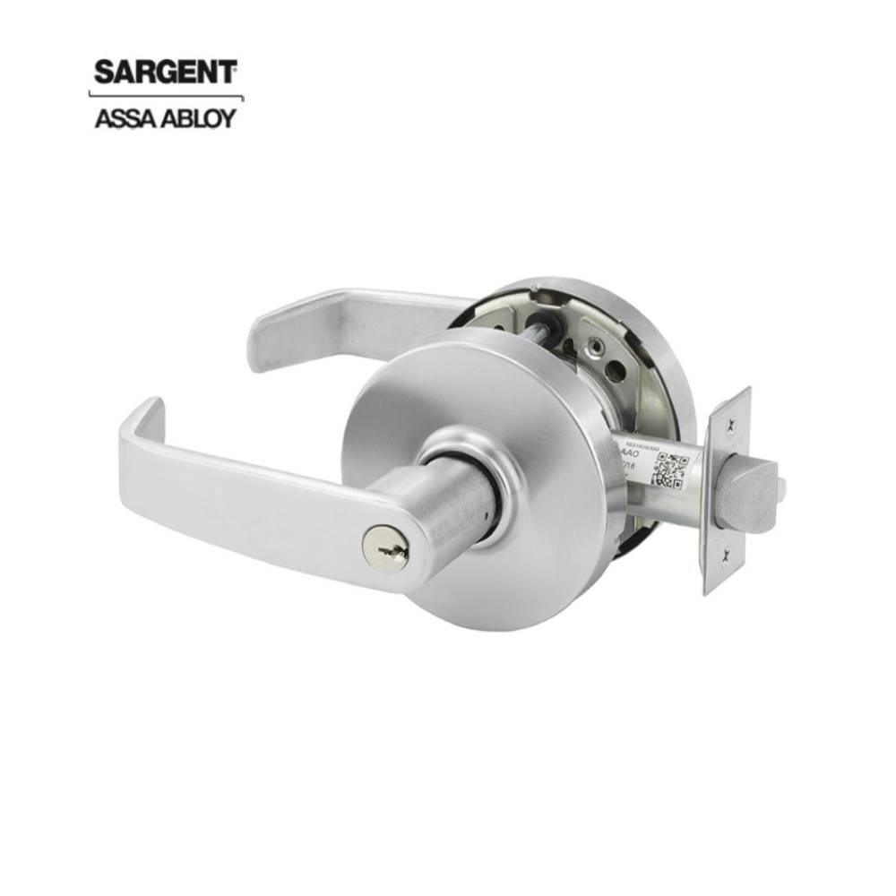Sargent - 28FW-10G04 - Storeroom Cylindrical Lock with 2-3/4 Backset and 4-7/8 ANSI Strike - L Lever - LA Keyway - US26D (Satin Chrome)