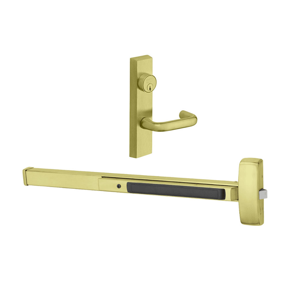 Sargent - 8804F - Rim Exit Devices with Trim - Wide Stile Pushpad - Nightlatch Function - LFIC Prep Less Core - Escutcheon Trim - 36" - Grade 1 - US3 (Bright Polished Brass)