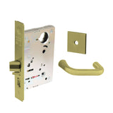 Sargent - 8204 - Storeroom Mortise Lock - Heavy Duty Less Cylinder - LFIC - Rose Trim Function - Grade 1 - US4 (Satin Brass, Clear Coated)