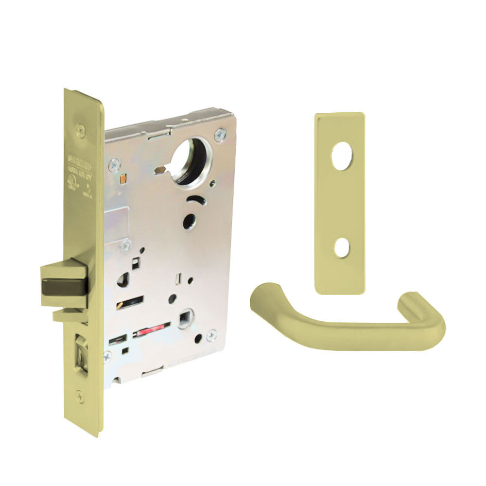 Sargent - 8204 - Storeroom Mortise Lock - Heavy Duty Less Cylinder - LFIC - Keyed Different - Escutcheon Trim Function - Grade 1 - US3 (Bright Brass, Clear Coated)