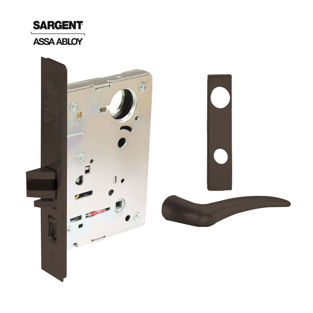 Sargent - 8204 - Storeroom Mortise Lock - Heavy Duty Less Cylinder - LFIC - Escutcheon Trim Function - Grade 1 - US10BE (Dark Oxidized Satin Bronze)