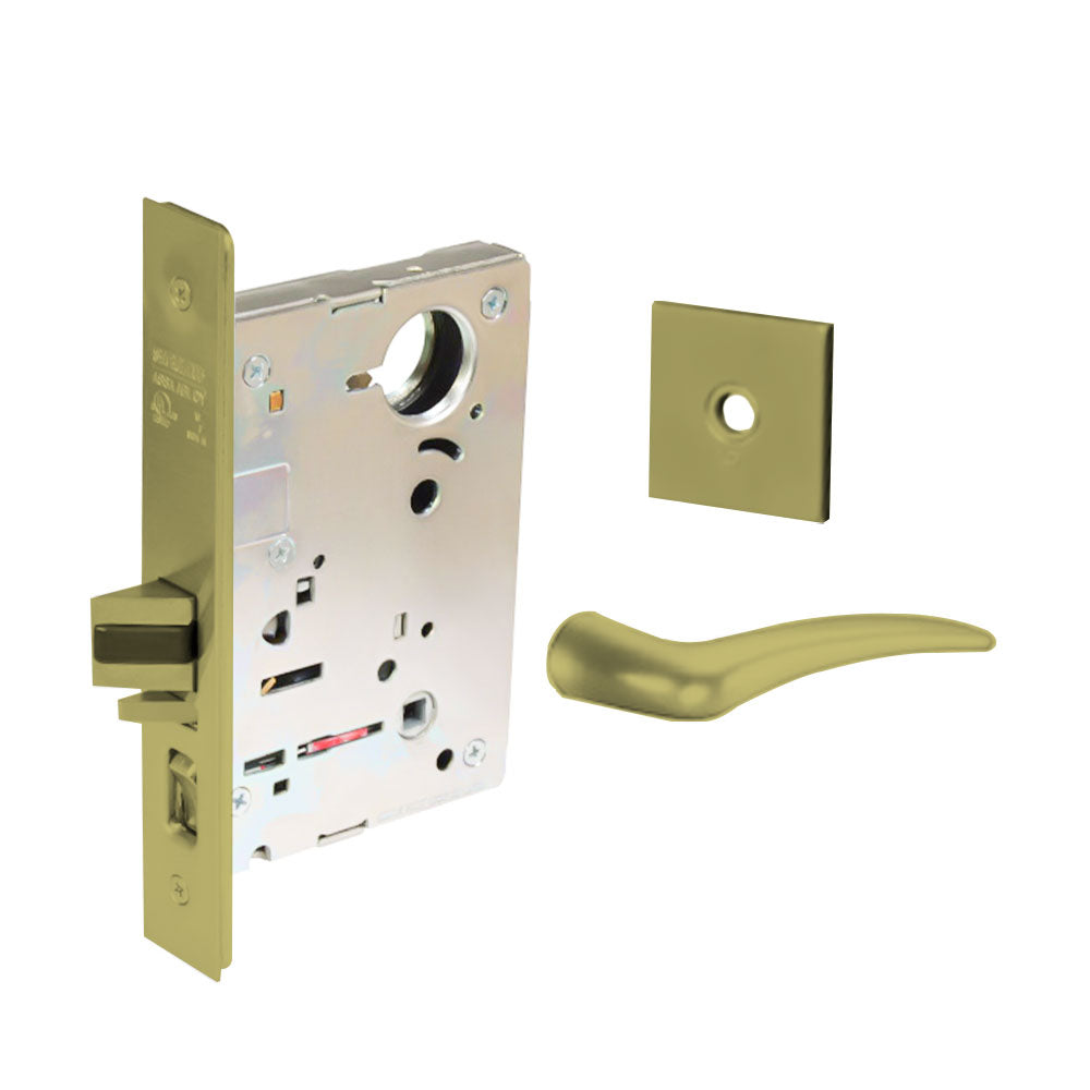 Sargent - 8237 - Classroom Mortise Lock - Heavy Duty Less Cylinder - LFIC - Rose Trim Function - Grade 1 - US4 (Satin Brass, Clear Coated)