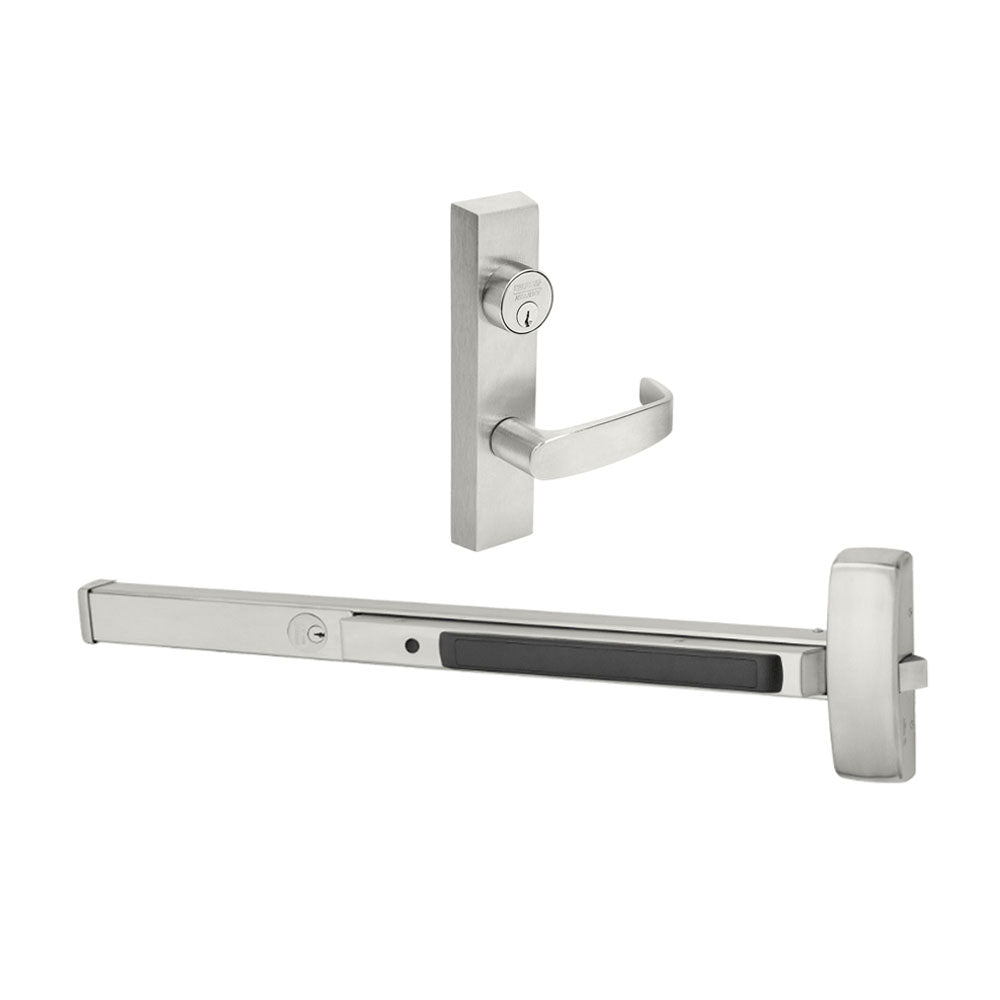Sargent - 8804F - Rim Exit Devices with Trim - Wide Stile Pushpad - Nightlatch Function - SFIC Prep Less Core - Escutcheon Trim - 36" - Grade 1 - US32D (Satin Stainless Steel)