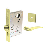 Sargent - 8237 - Classroom Mortise Lock - Heavy Duty Less Cylinder - SFIC - Rose Trim Function - Grade 1 - US3 (Bright Brass, Clear Coated)