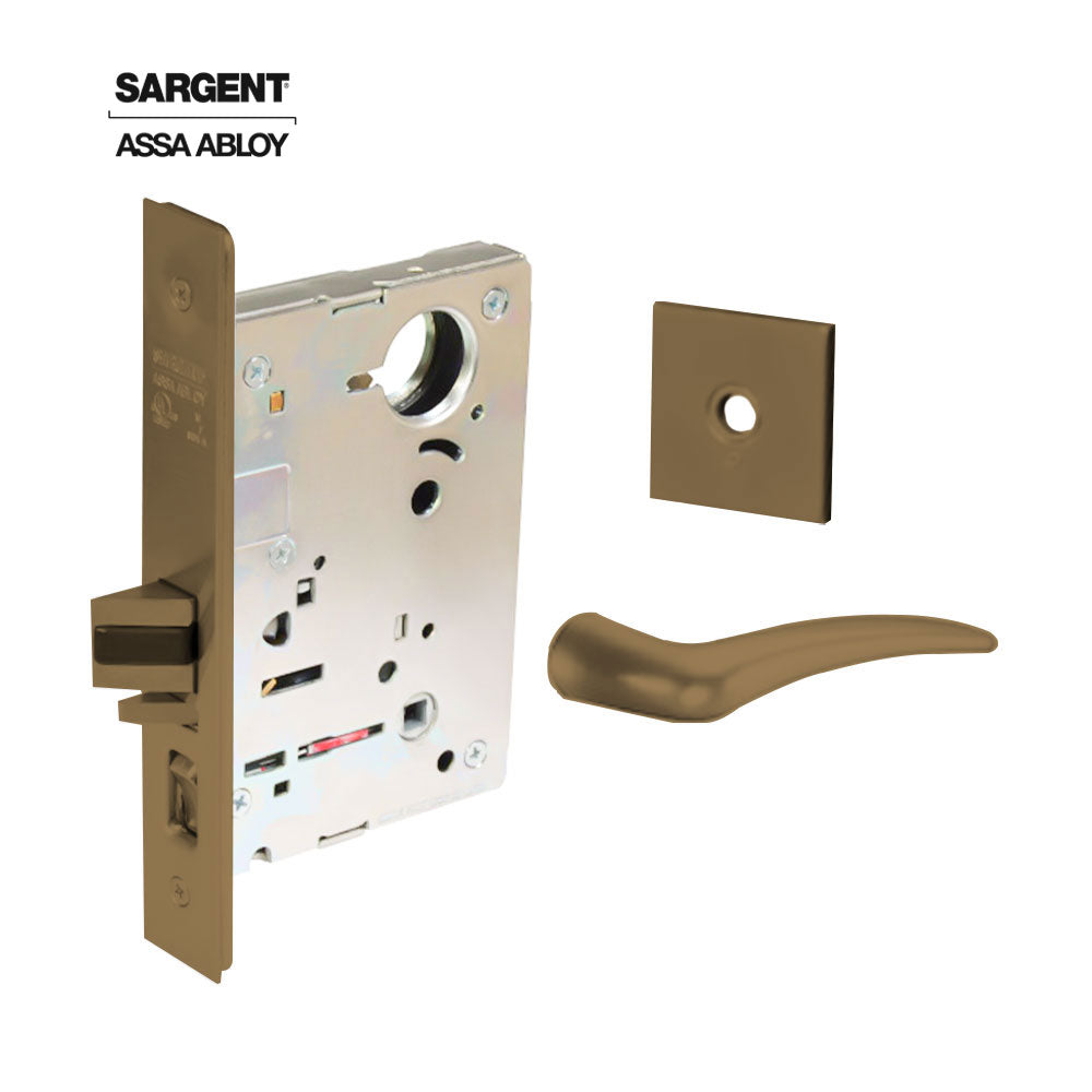 Sargent - 8237 - Classroom Mortise Lock - Heavy Duty Less Cylinder - SFIC - Keyed Different - Rose Trim Function - Grade 1 - US10 (Satin Bronze, Clear Coated)