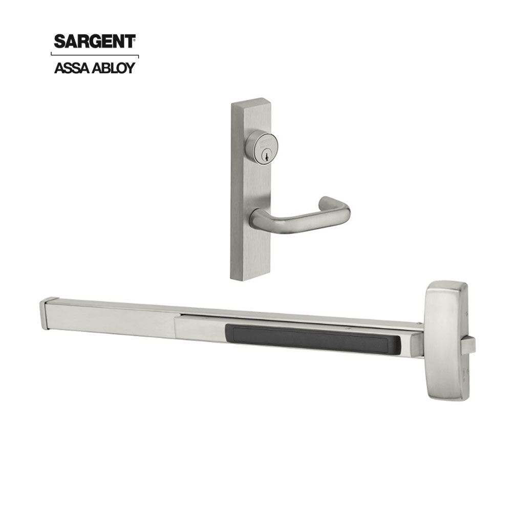 Sargent - 8815F - Rim Exit Devices with Trim - Wide Stile Pushpad - Passage Function - Keyed Different - Escutcheon Trim - 36" - Grade 1 - US32D (Satin Stainless Steel)